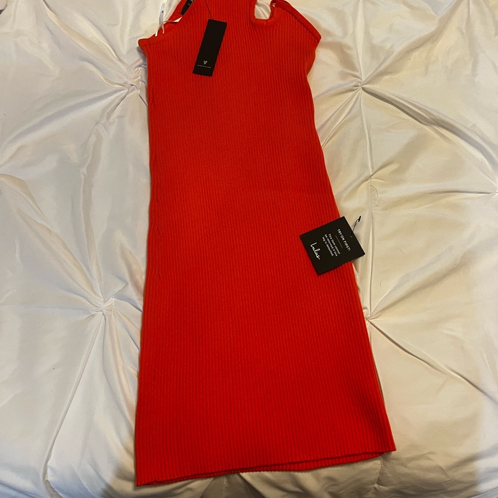 Lulu's Fiery Orange Ribbed Dress